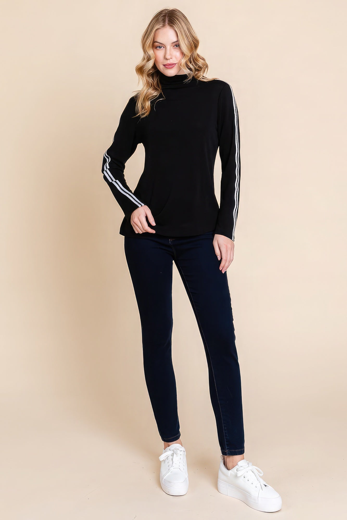 Long Sleeve Solid Mock Neck Casual Top - Premium  from ZLA - Just $31! Shop now at ZLA