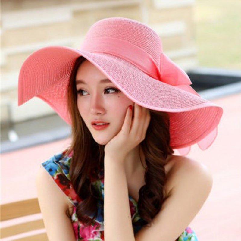 Manufacturers sell big brim hat shade straw hat female summer foldable sunscreen sun hat travel seaside vacation beach hat - Premium  from ZLA - Just $7.30! Shop now at ZLA