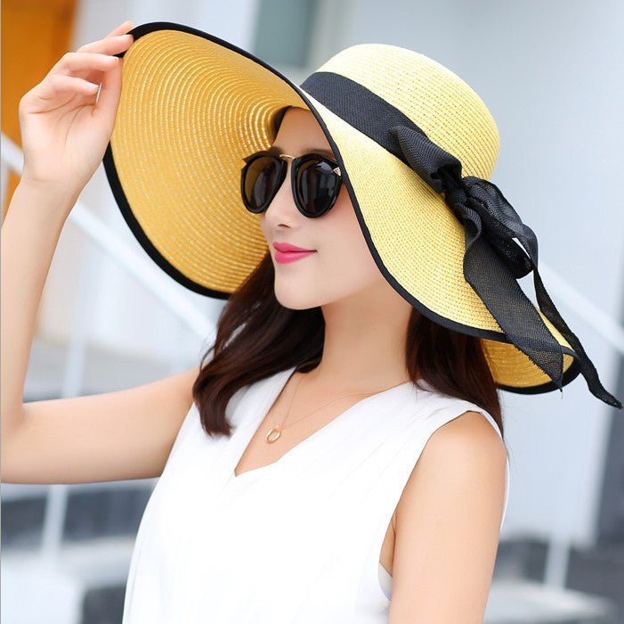 Manufacturers sell big brim hat shade straw hat female summer foldable sunscreen sun hat travel seaside vacation beach hat - Premium  from ZLA - Just $7.30! Shop now at ZLA