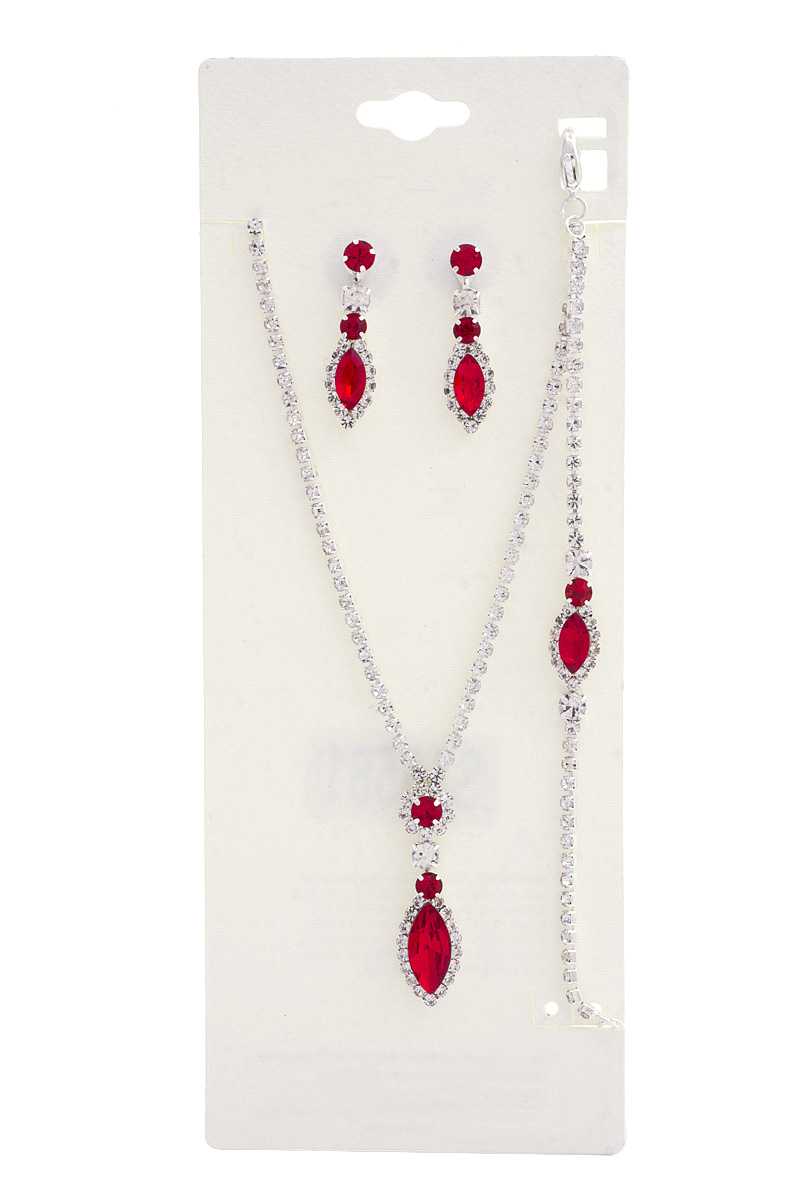 Marquise Shape Rhinestone Bracelet Necklace Set - ZLA