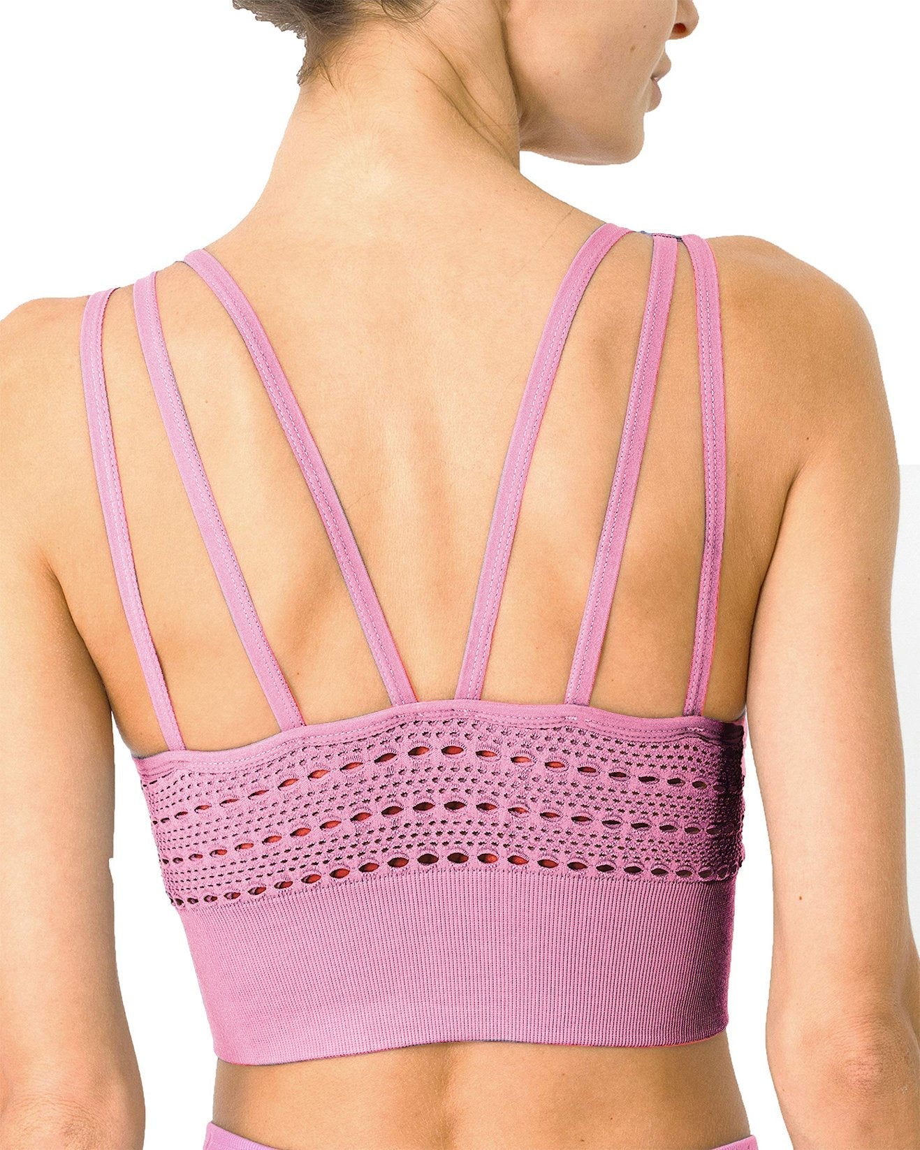Mesh Seamless Bra with Cutouts - Pink - Premium  from Savoy Active - Just $28! Shop now at ZLA