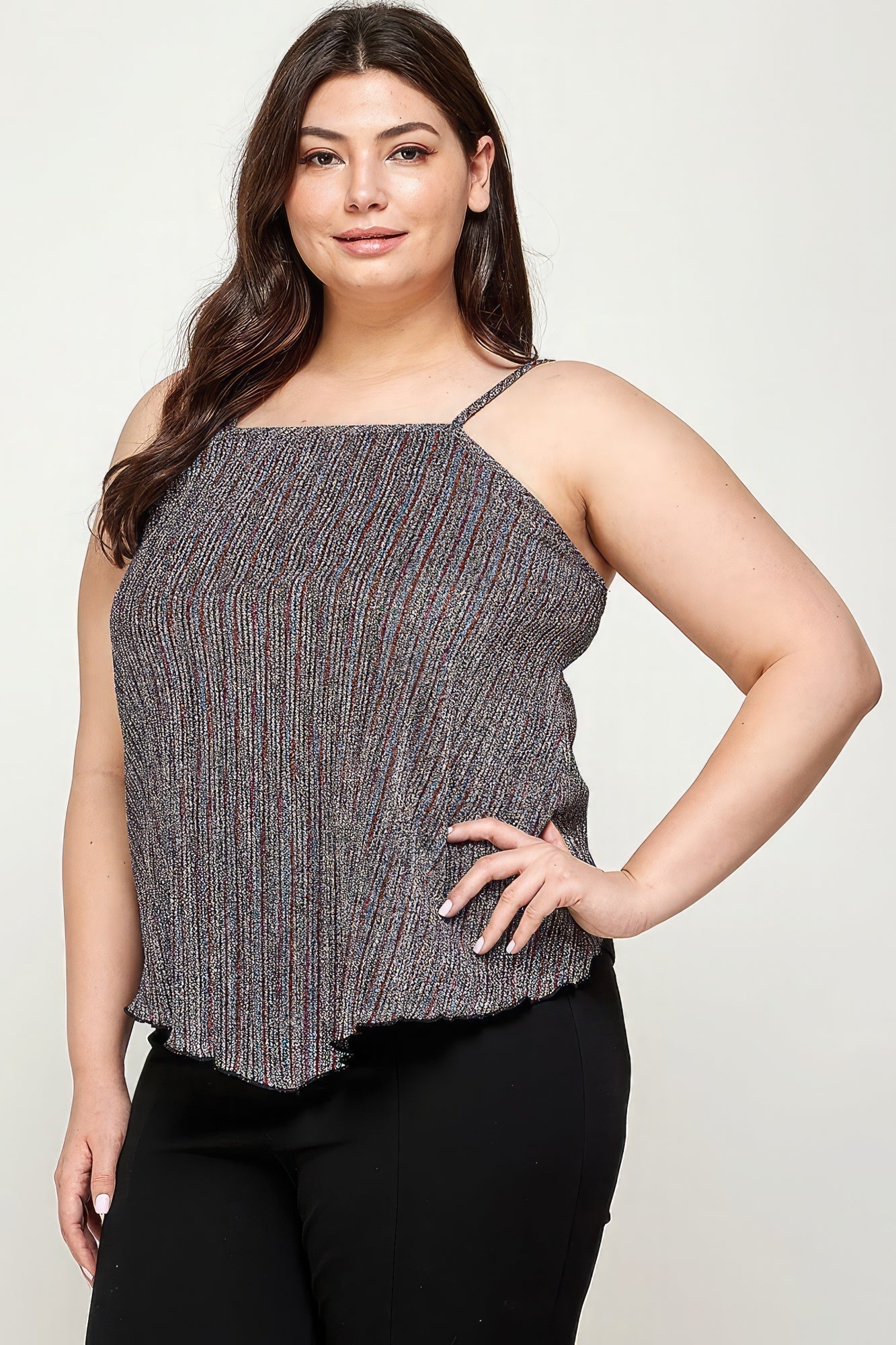 Metallic Stripe Handkerchief Plus Size Top - Premium  from ZLA - Just $31! Shop now at ZLA