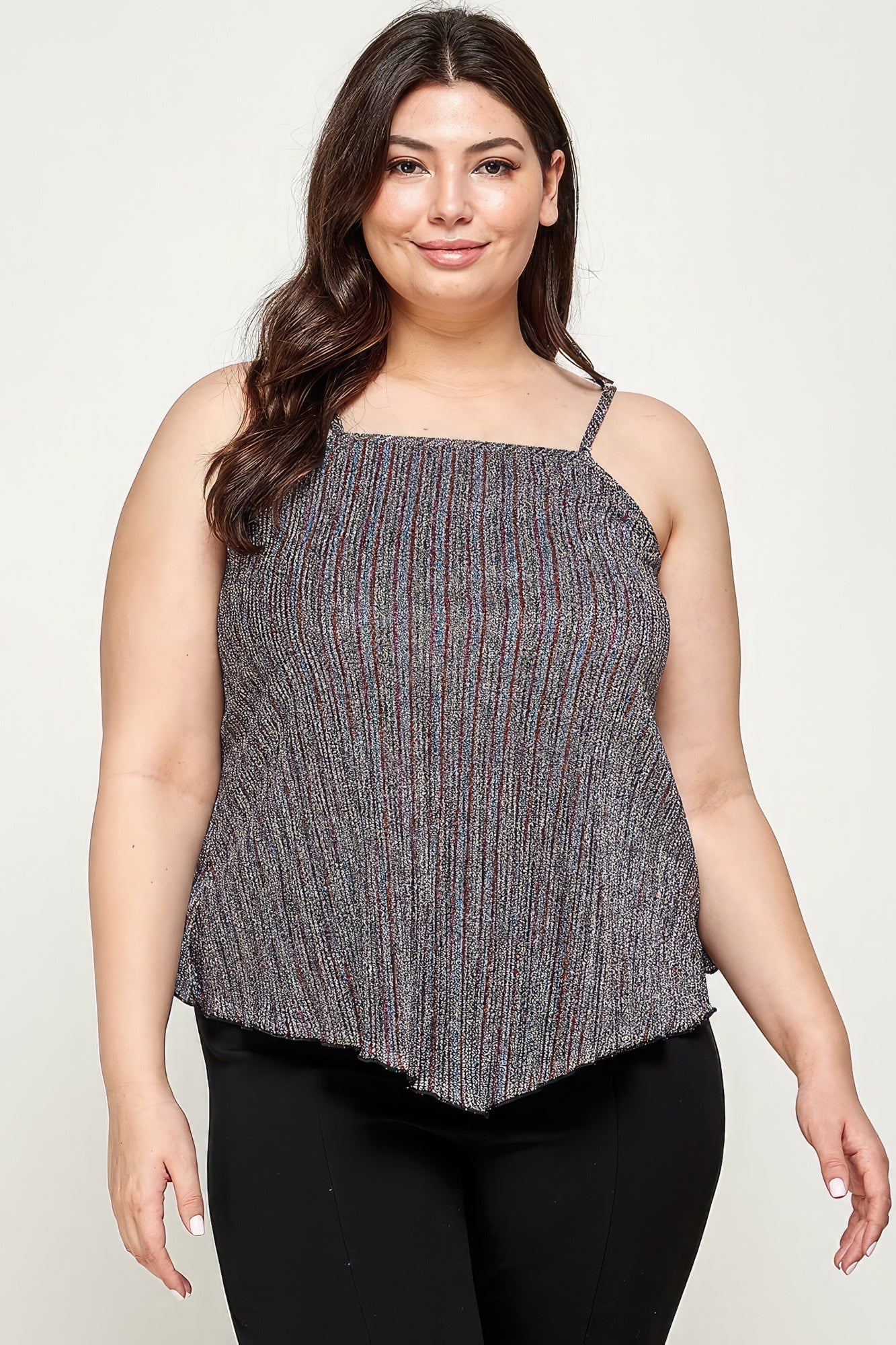 Metallic Stripe Handkerchief Plus Size Top - Premium  from ZLA - Just $31! Shop now at ZLA