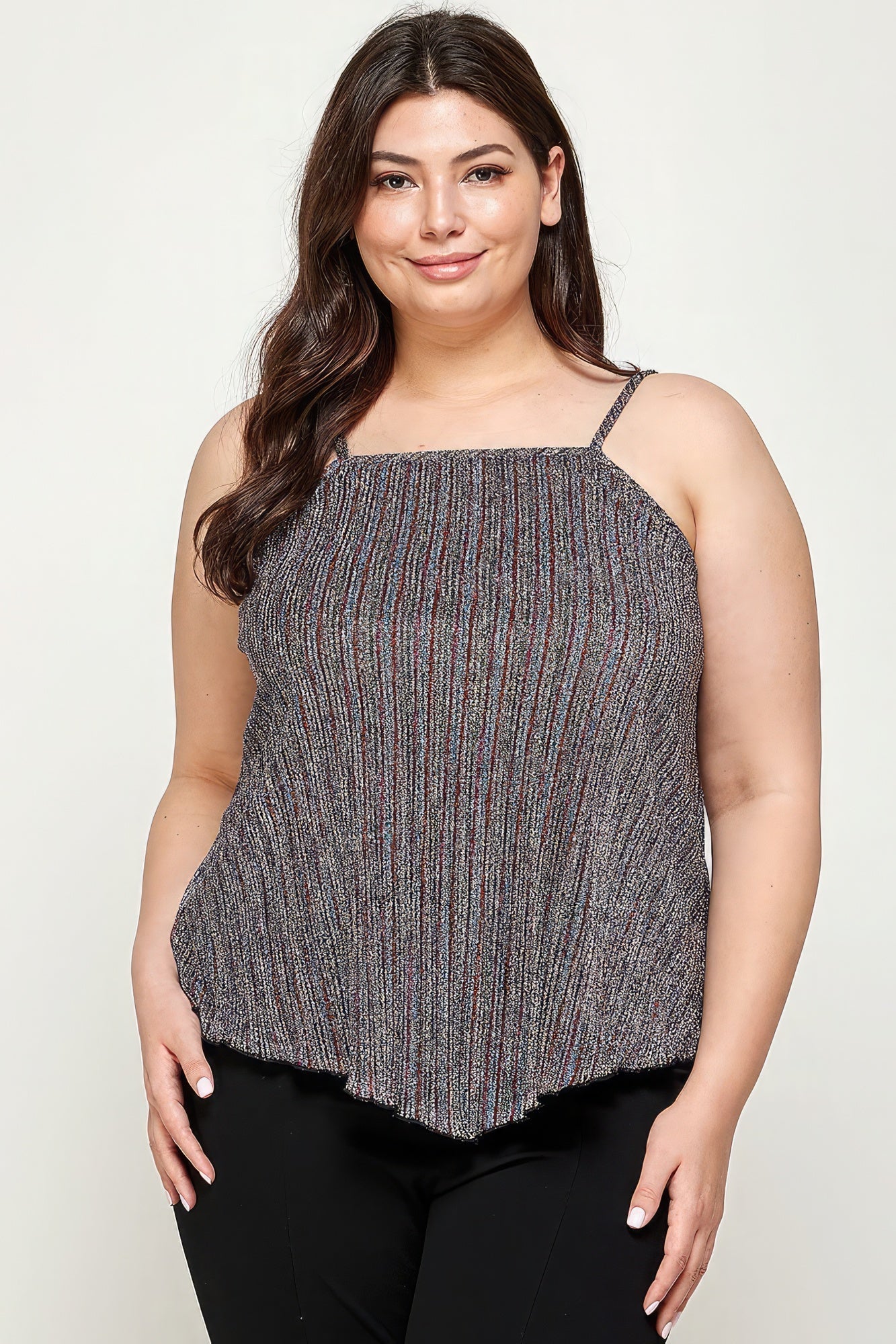 Metallic Stripe Handkerchief Plus Size Top - Premium  from ZLA - Just $31! Shop now at ZLA