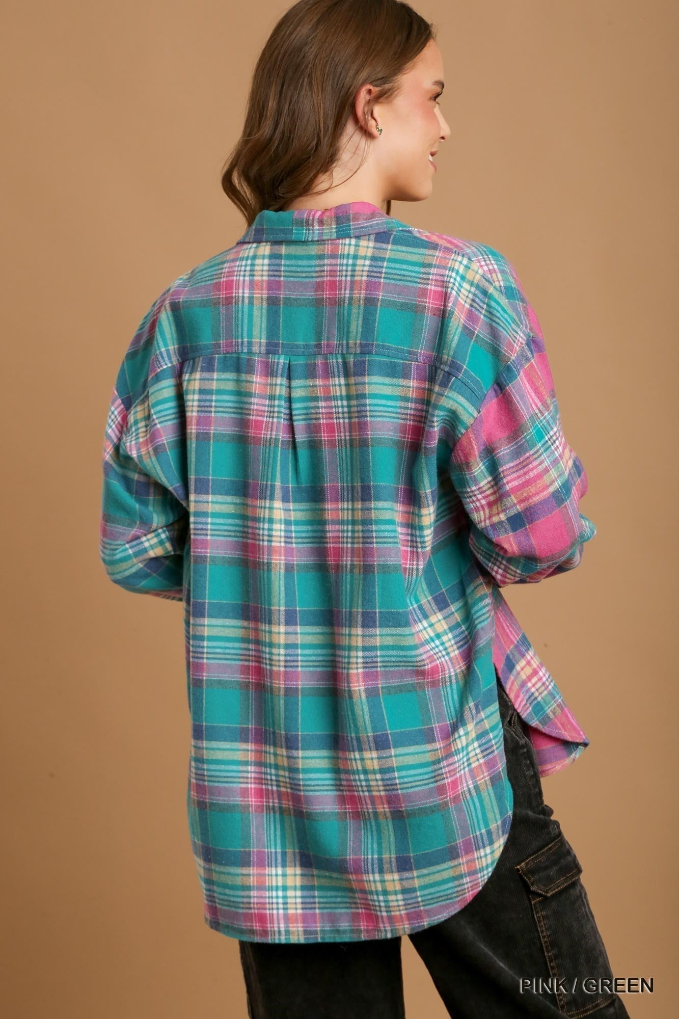 Mixed Plaid Boxy Cut Button Down Flannel With Front Pocket - Premium  from ZLA - Just $44! Shop now at ZLA