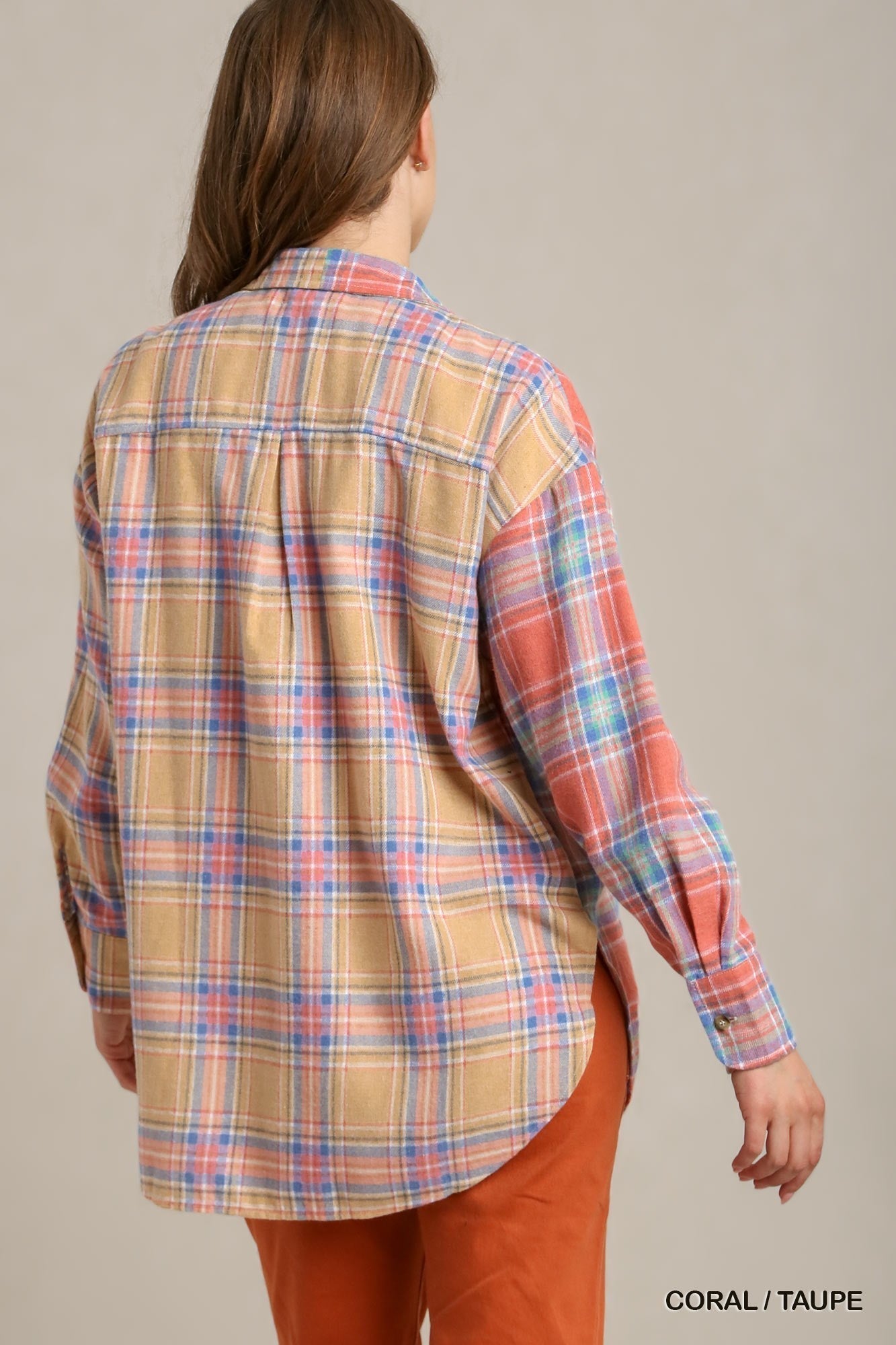 Mixed Plaid Boxy Cut Button Down Flannel With Front Pocket - Premium  from ZLA - Just $44! Shop now at ZLA