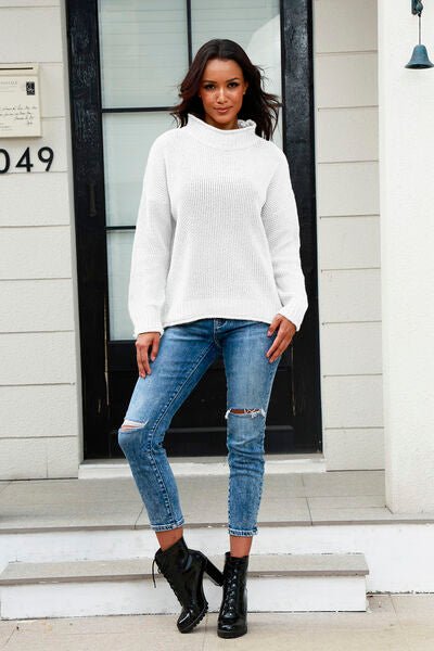 Mock Neck Long Sleeve Sweater - Premium  from Trendsi - Just $29! Shop now at ZLA