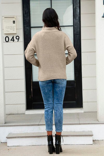 Mock Neck Long Sleeve Sweater - Premium  from Trendsi - Just $29! Shop now at ZLA
