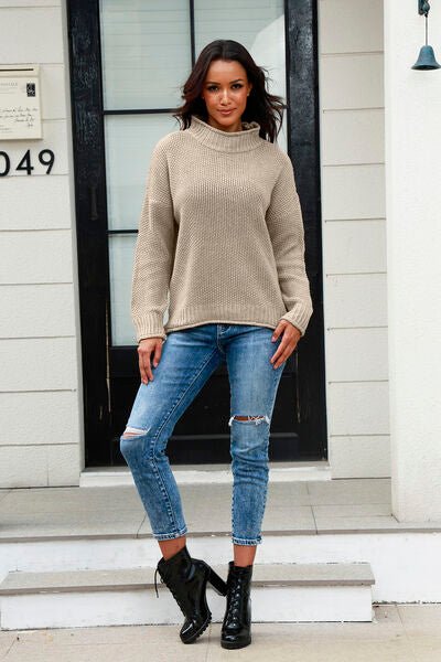 Mock Neck Long Sleeve Sweater - Premium  from Trendsi - Just $29! Shop now at ZLA