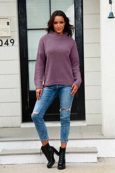 Mock Neck Long Sleeve Sweater - Premium  from Trendsi - Just $29! Shop now at ZLA