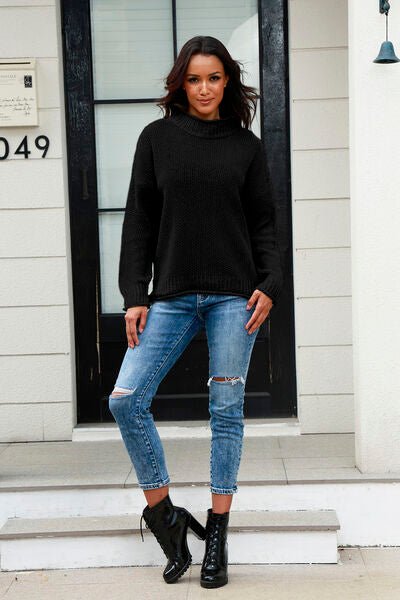 Mock Neck Long Sleeve Sweater - Premium  from Trendsi - Just $29! Shop now at ZLA