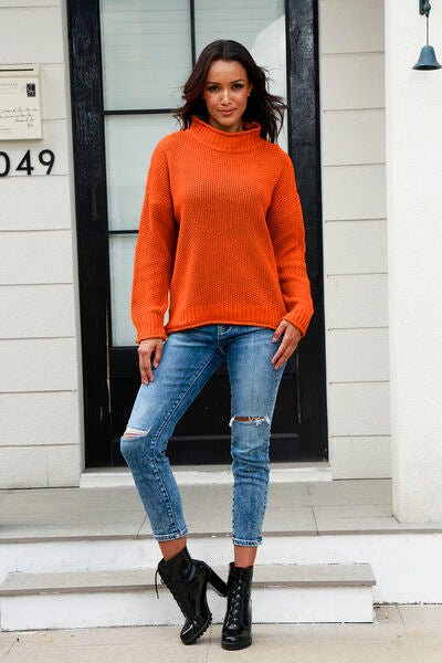 Mock Neck Long Sleeve Sweater - Premium  from Trendsi - Just $29! Shop now at ZLA