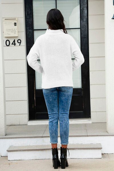 Mock Neck Long Sleeve Sweater - Premium  from Trendsi - Just $29! Shop now at ZLA