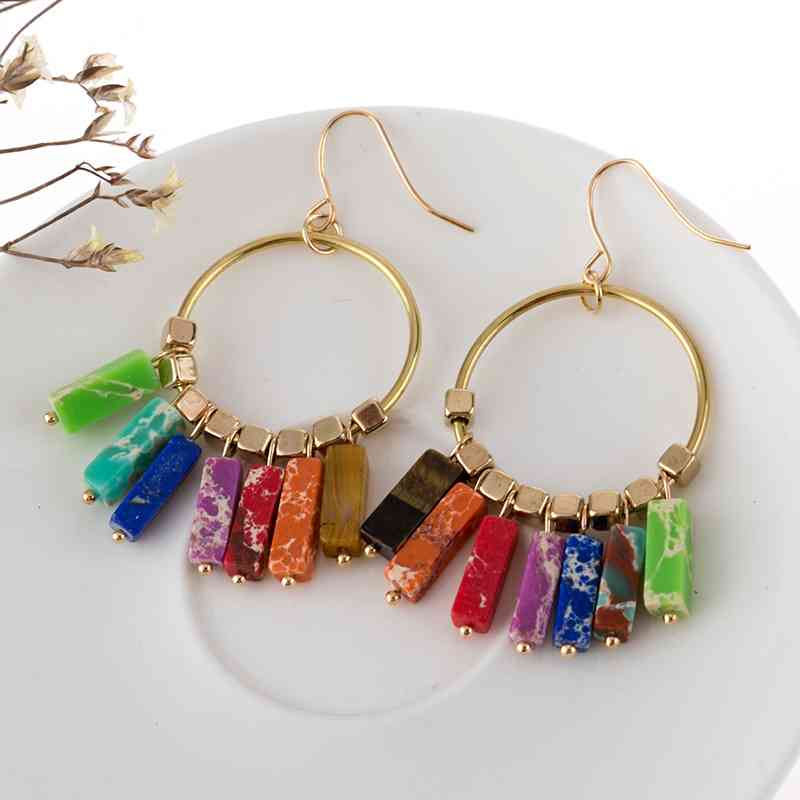 Multicolored Stone Dangle Earrings - Premium  from Trendsi - Just $9! Shop now at ZLA