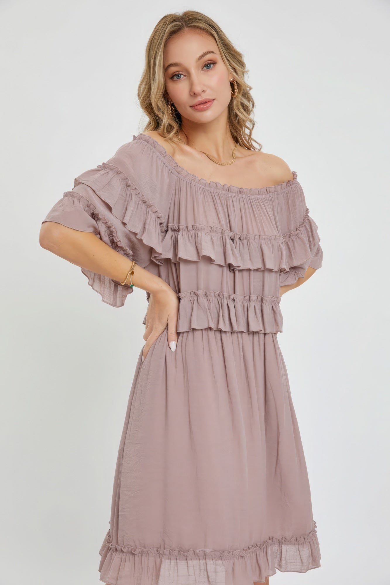 Off Shoulder Ruffle Dress - Premium  from ZLA - Just $60! Shop now at ZLA
