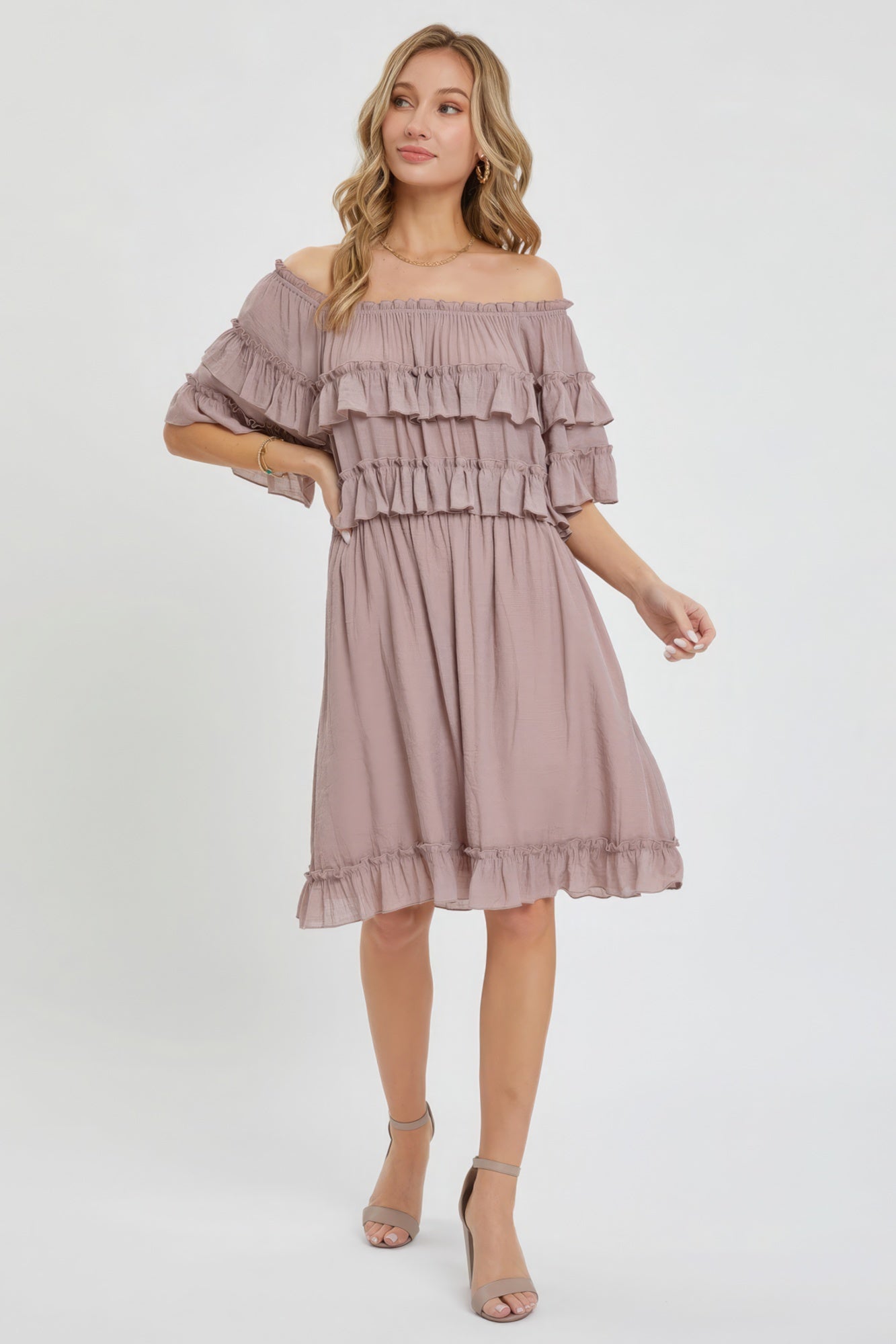 Off Shoulder Ruffle Dress - Premium  from ZLA - Just $60! Shop now at ZLA