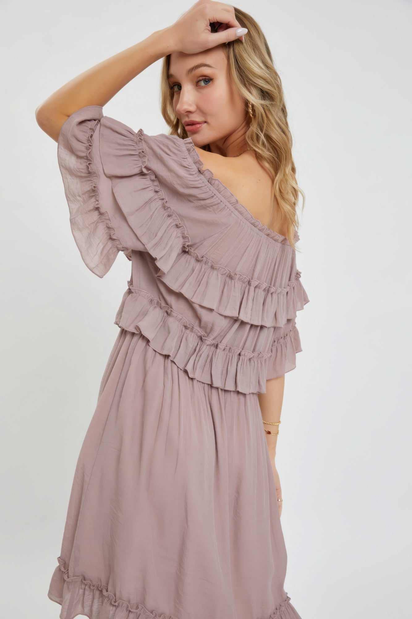 Off Shoulder Ruffle Dress - Premium  from ZLA - Just $60! Shop now at ZLA