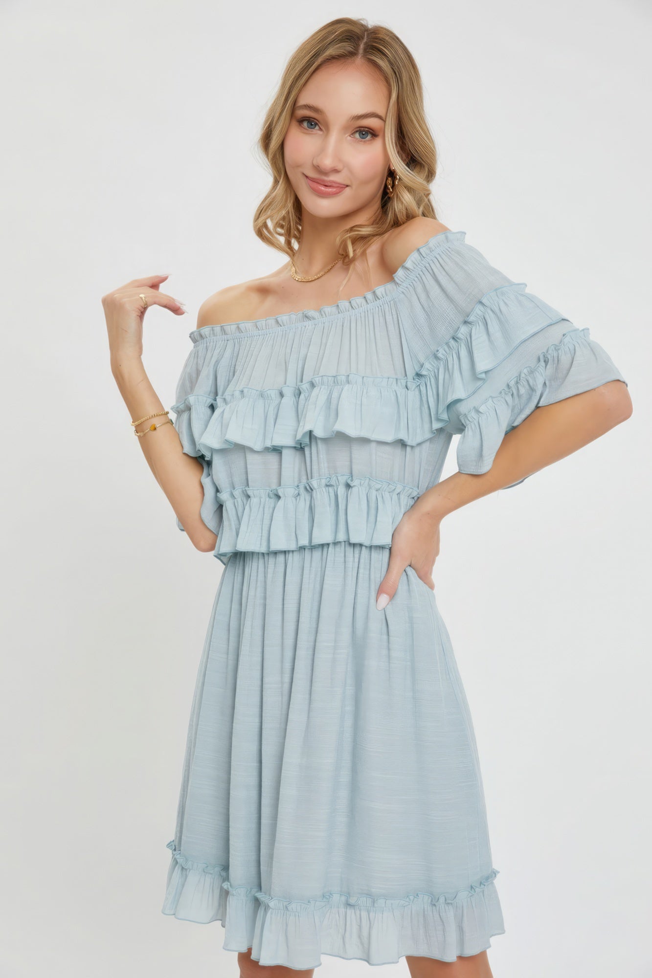 Off Shoulder Ruffle Dress - Premium  from ZLA - Just $60! Shop now at ZLA