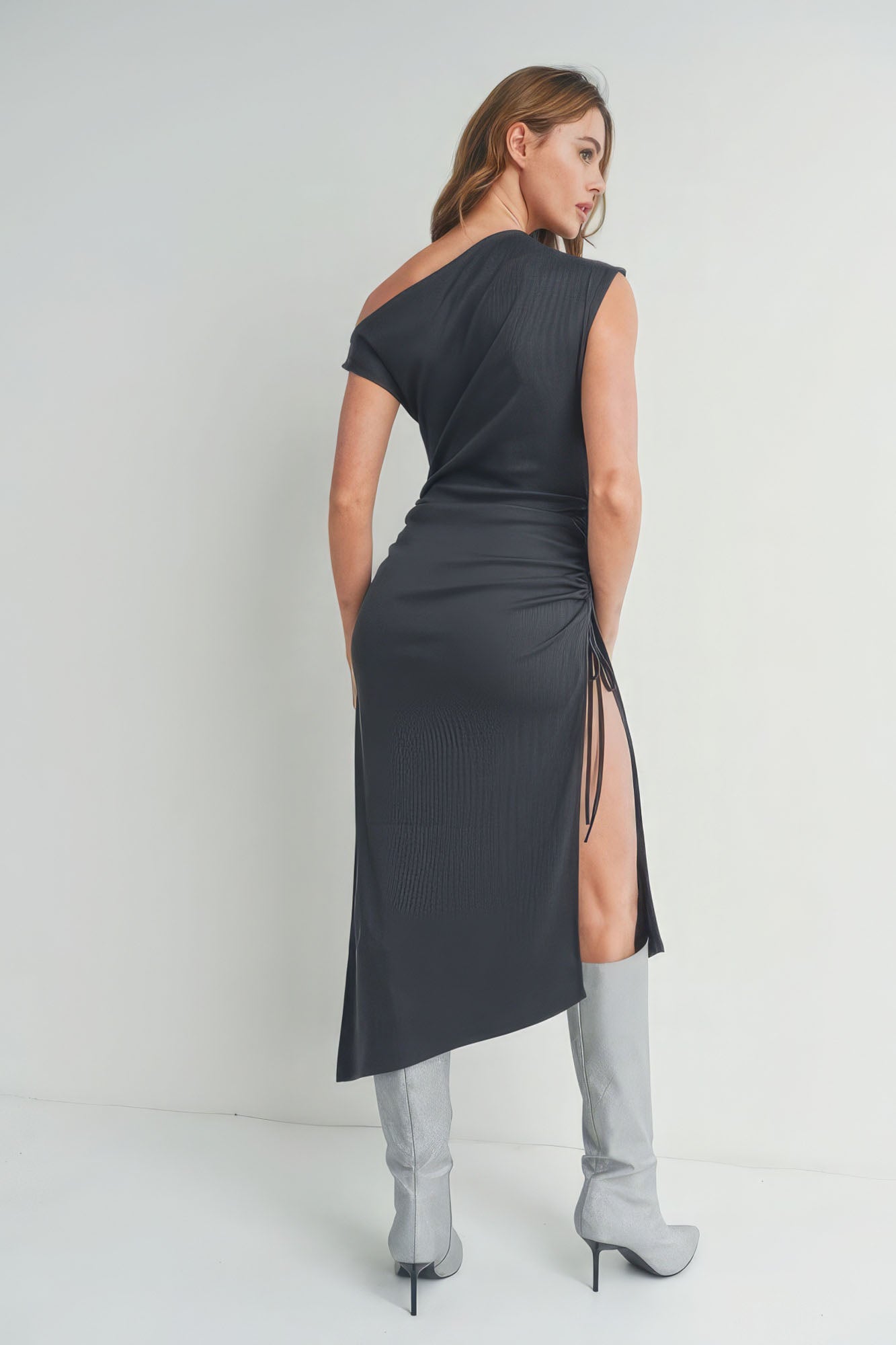 Off The Shoulder Maxi Dress Whit Slit - Premium  from ZLA - Just $44! Shop now at ZLA