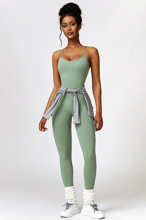 Open Back Spaghetti Strap Sports Jumpsuit - Premium  from Trendsi - Just $39! Shop now at ZLA