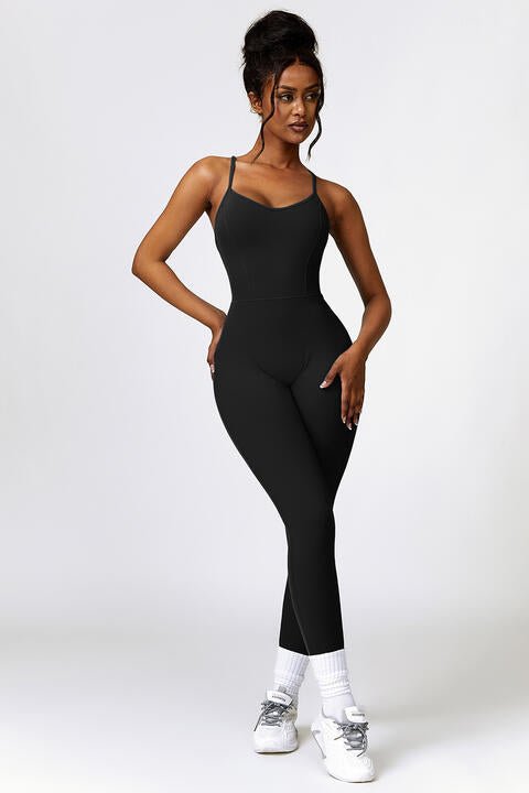 Open Back Spaghetti Strap Sports Jumpsuit - Premium  from Trendsi - Just $39! Shop now at ZLA