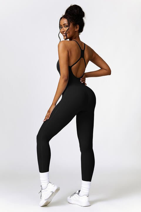 Open Back Spaghetti Strap Sports Jumpsuit - Premium  from Trendsi - Just $39! Shop now at ZLA