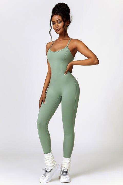 Open Back Spaghetti Strap Sports Jumpsuit - Premium  from Trendsi - Just $39! Shop now at ZLA