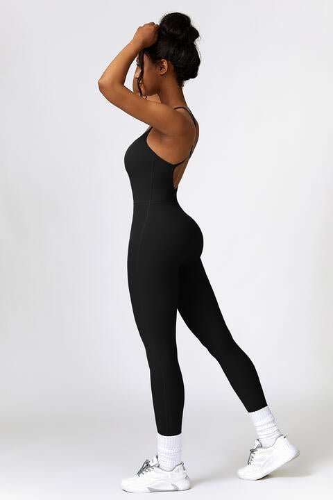 Open Back Spaghetti Strap Sports Jumpsuit - Premium  from Trendsi - Just $39! Shop now at ZLA