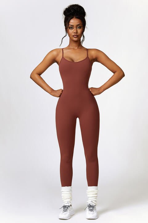 Open Back Spaghetti Strap Sports Jumpsuit - Premium  from Trendsi - Just $39! Shop now at ZLA