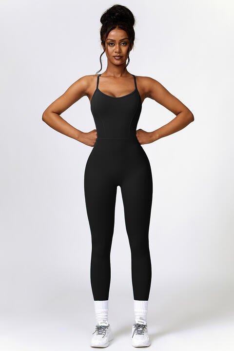 Open Back Spaghetti Strap Sports Jumpsuit - Premium  from Trendsi - Just $39! Shop now at ZLA