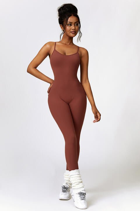 Open Back Spaghetti Strap Sports Jumpsuit - Premium  from Trendsi - Just $39! Shop now at ZLA