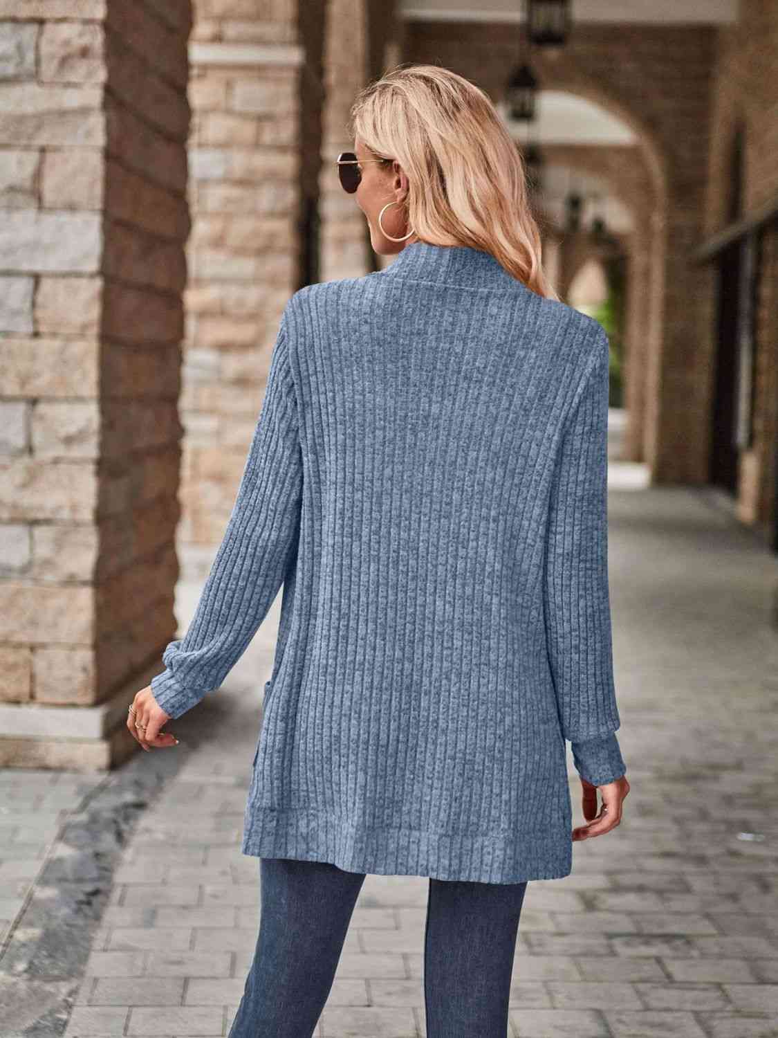 Open Front Cardigan with Pockets - Premium  from Trendsi - Just $19! Shop now at ZLA