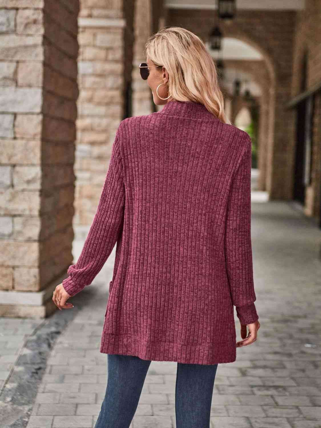 Open Front Cardigan with Pockets - Premium  from Trendsi - Just $19! Shop now at ZLA