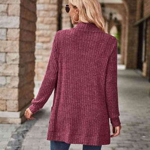 Open Front Cardigan with Pockets - Premium  from Trendsi - Just $19! Shop now at ZLA