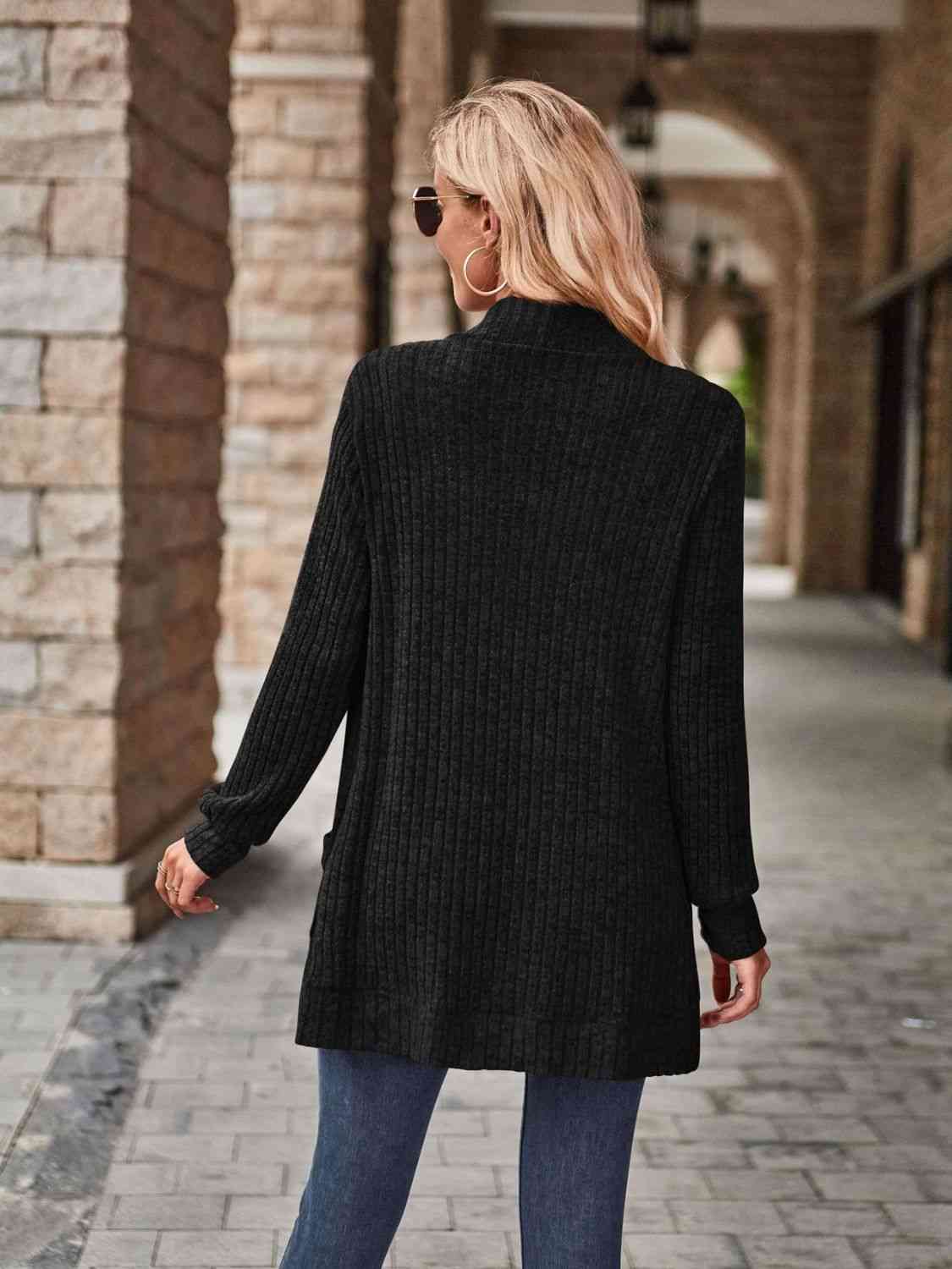 Open Front Cardigan with Pockets - Premium  from Trendsi - Just $19! Shop now at ZLA