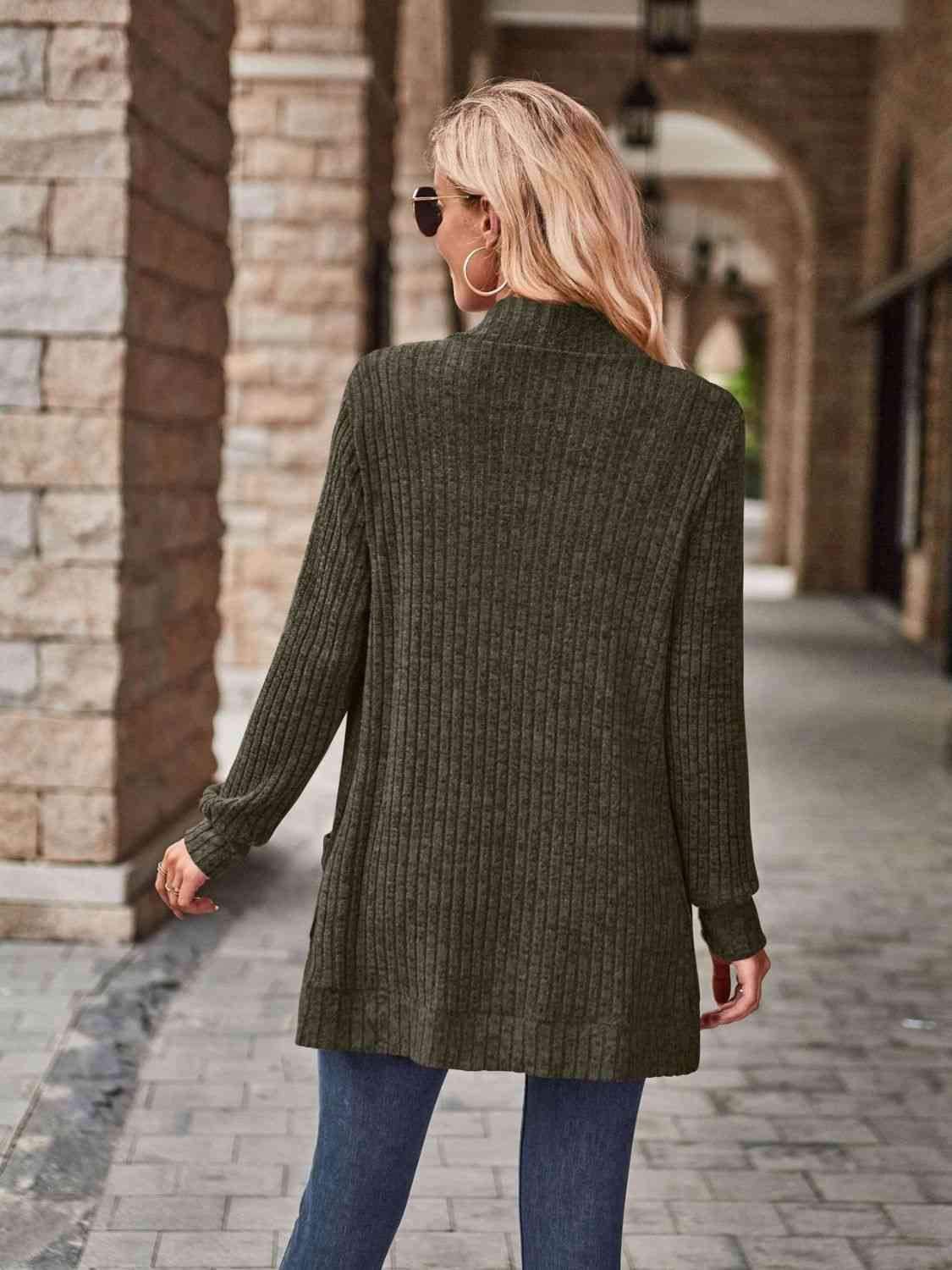 Open Front Cardigan with Pockets - Premium  from Trendsi - Just $19! Shop now at ZLA