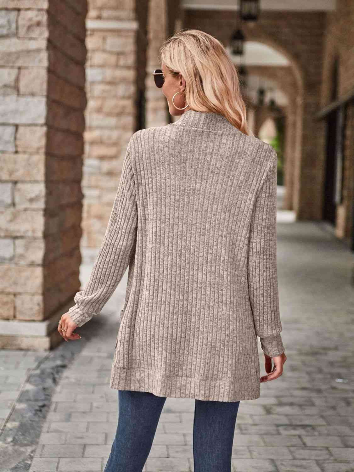 Open Front Cardigan with Pockets - Premium  from Trendsi - Just $19! Shop now at ZLA