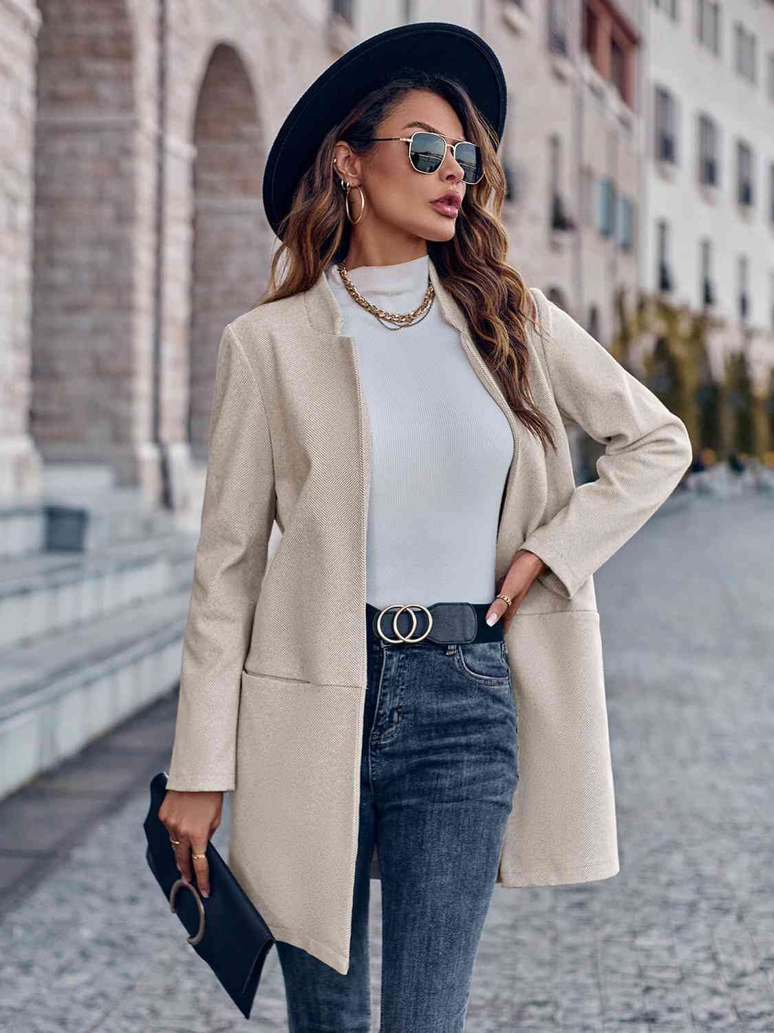 Open Front Long Sleeve Blazer - Premium  from Trendsi - Just $56! Shop now at ZLA
