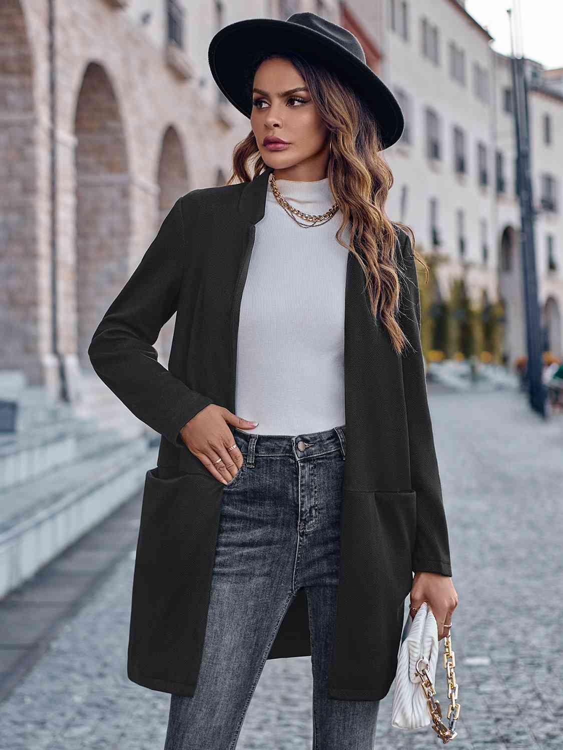 Open Front Long Sleeve Blazer - Premium  from Trendsi - Just $56! Shop now at ZLA