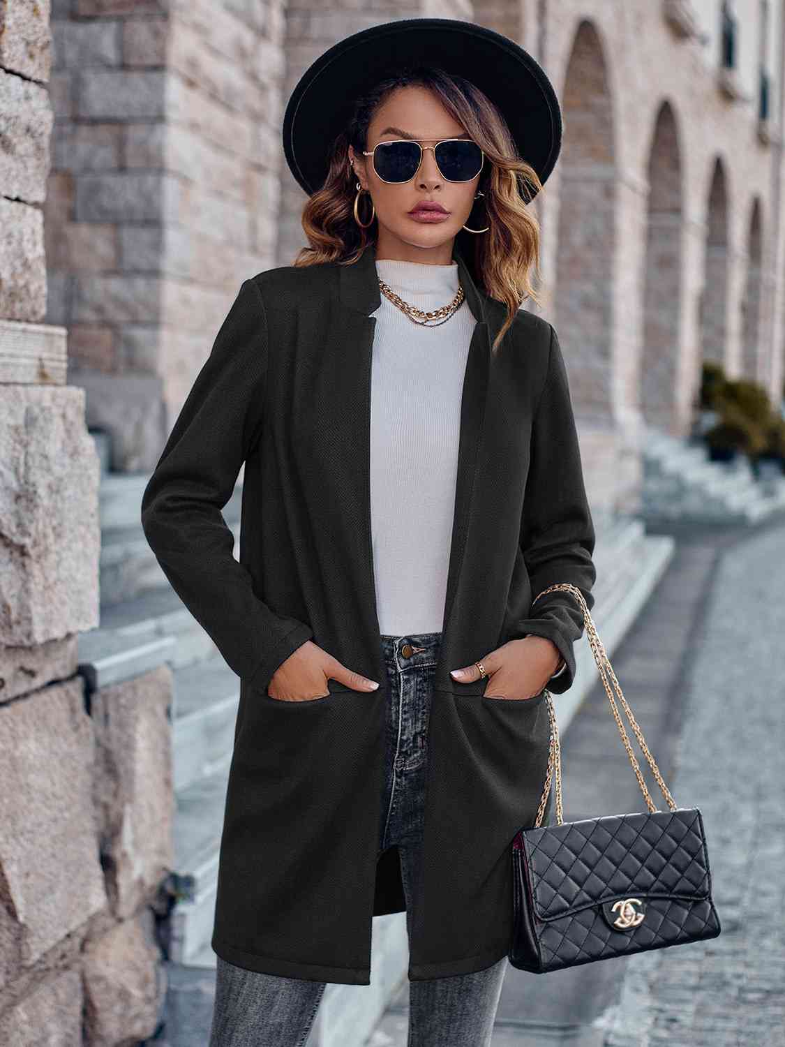 Open Front Long Sleeve Blazer - Premium  from Trendsi - Just $56! Shop now at ZLA