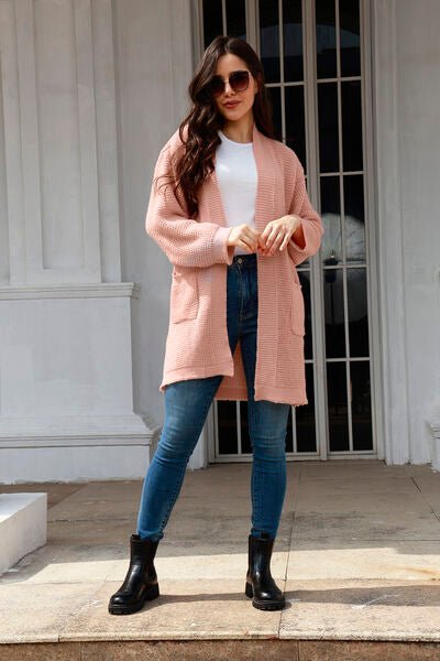 Open Front Long Sleeve Cardigan with Pockets - Premium  from Trendsi - Just $37! Shop now at ZLA