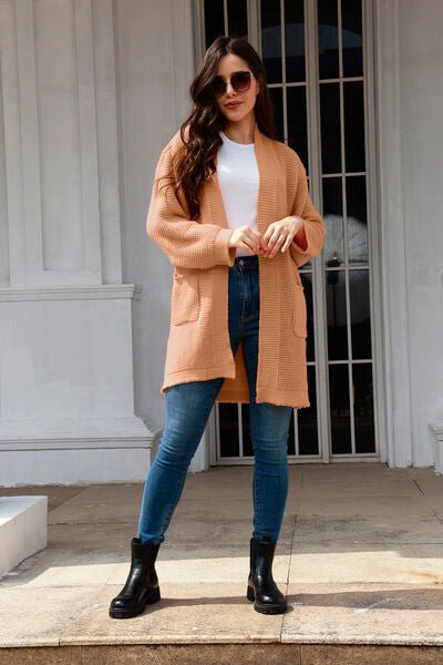 Open Front Long Sleeve Cardigan with Pockets - Premium  from Trendsi - Just $37! Shop now at ZLA