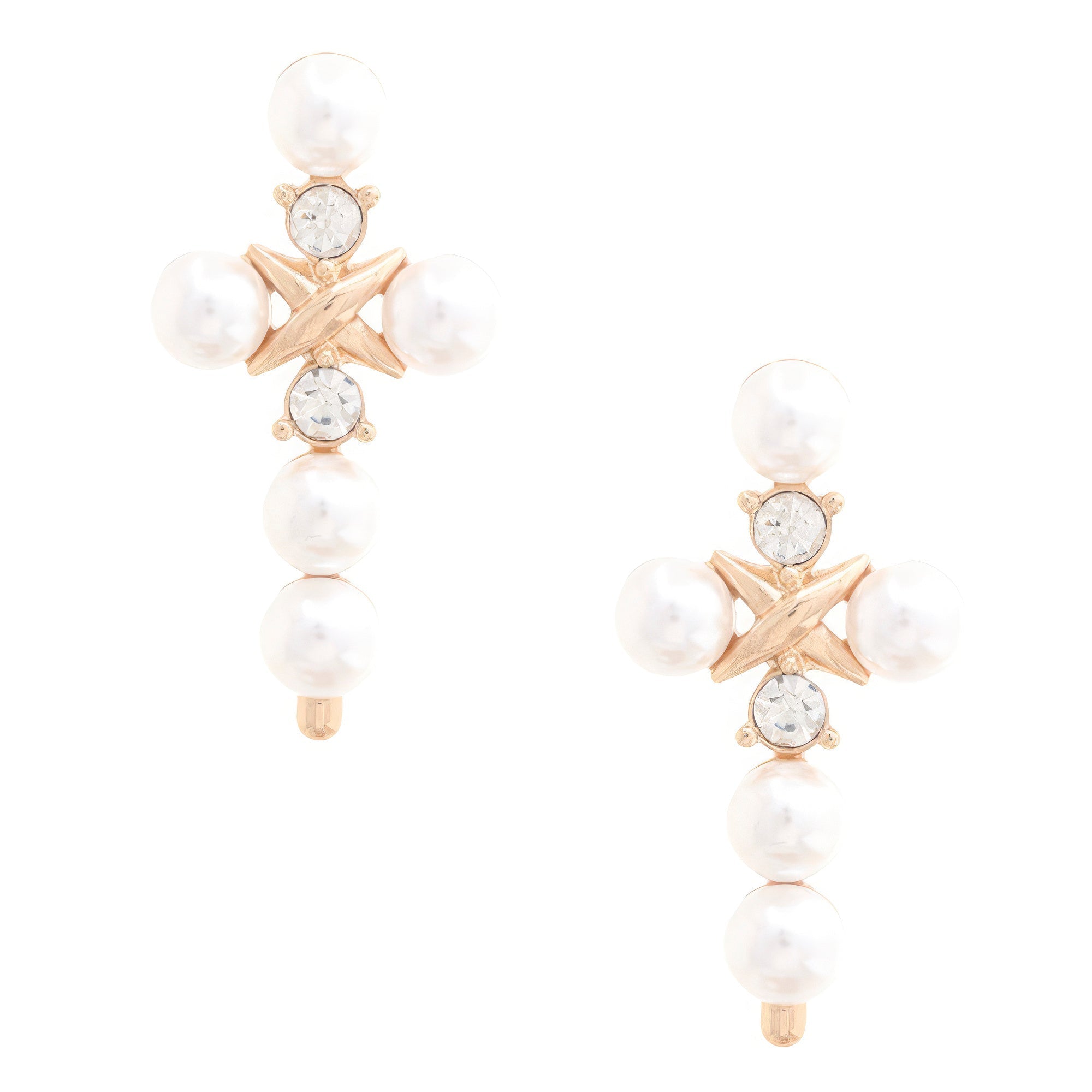 Pearl Bead Cross Dangle Earring - Premium  from ZLA - Just $12.50! Shop now at ZLA