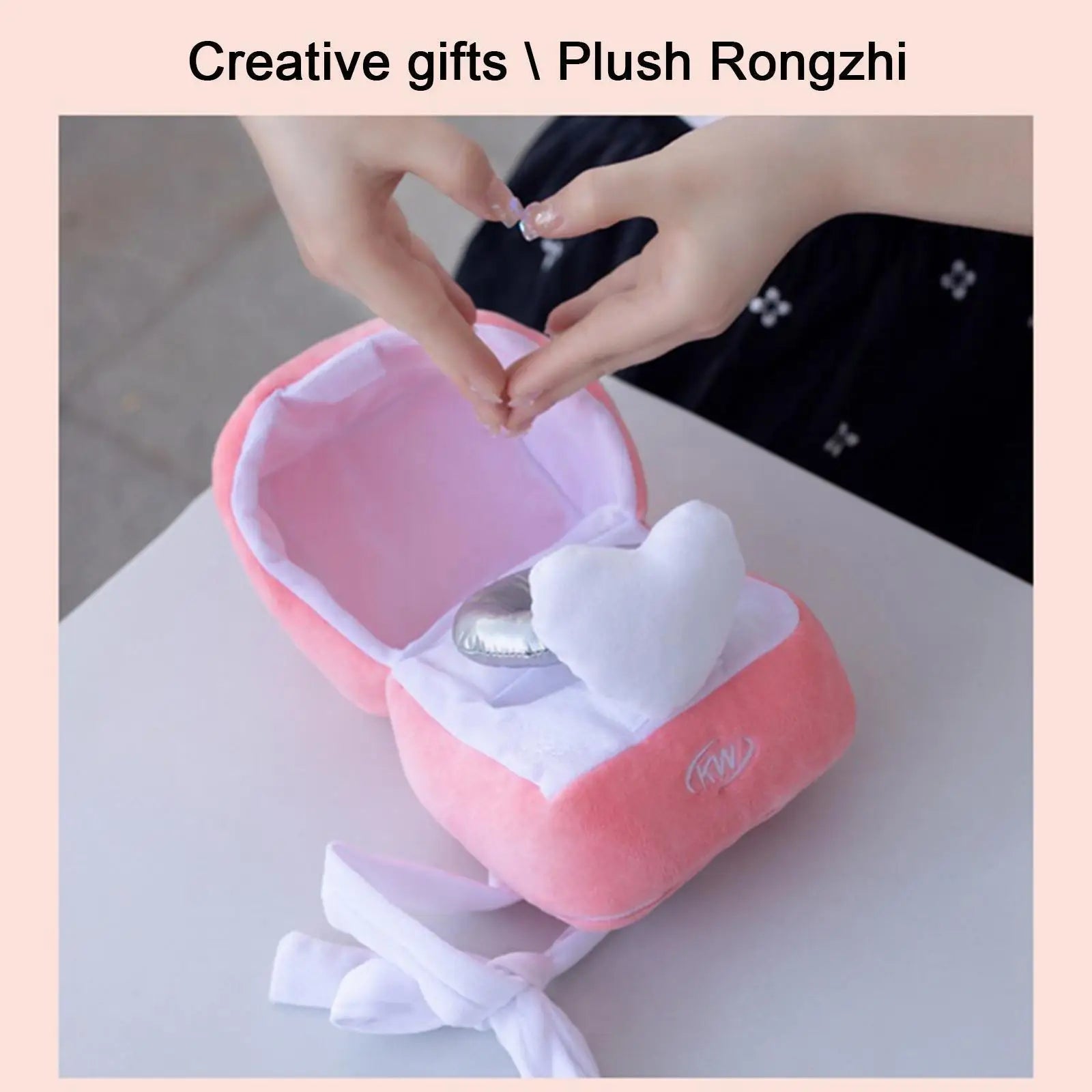 Pink Ring Box Plush Toy Love Diamond Ring Case Toy Stuffed Ring Surprise Gift Box Propose Memory Wedding Gift for Women T5P9 - Premium  from ZLA - Just $15.24! Shop now at ZLA