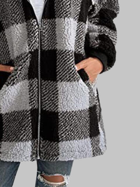 Plaid Zip-Up Hooded Jacket with Pockets - Premium  from Trendsi - Just $29! Shop now at ZLA