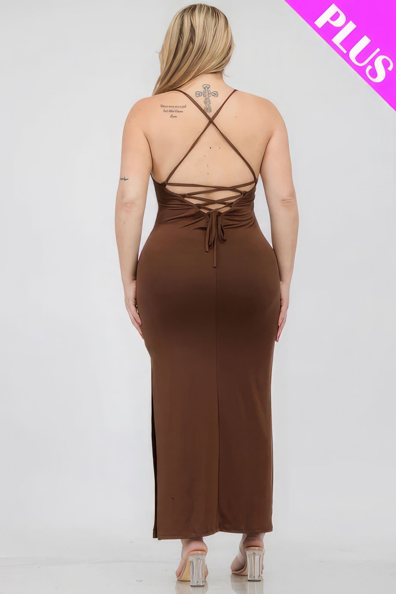 Plus Size Crisscross Back Split Thigh Maxi Dress - Premium  from ZLA - Just $20! Shop now at ZLA