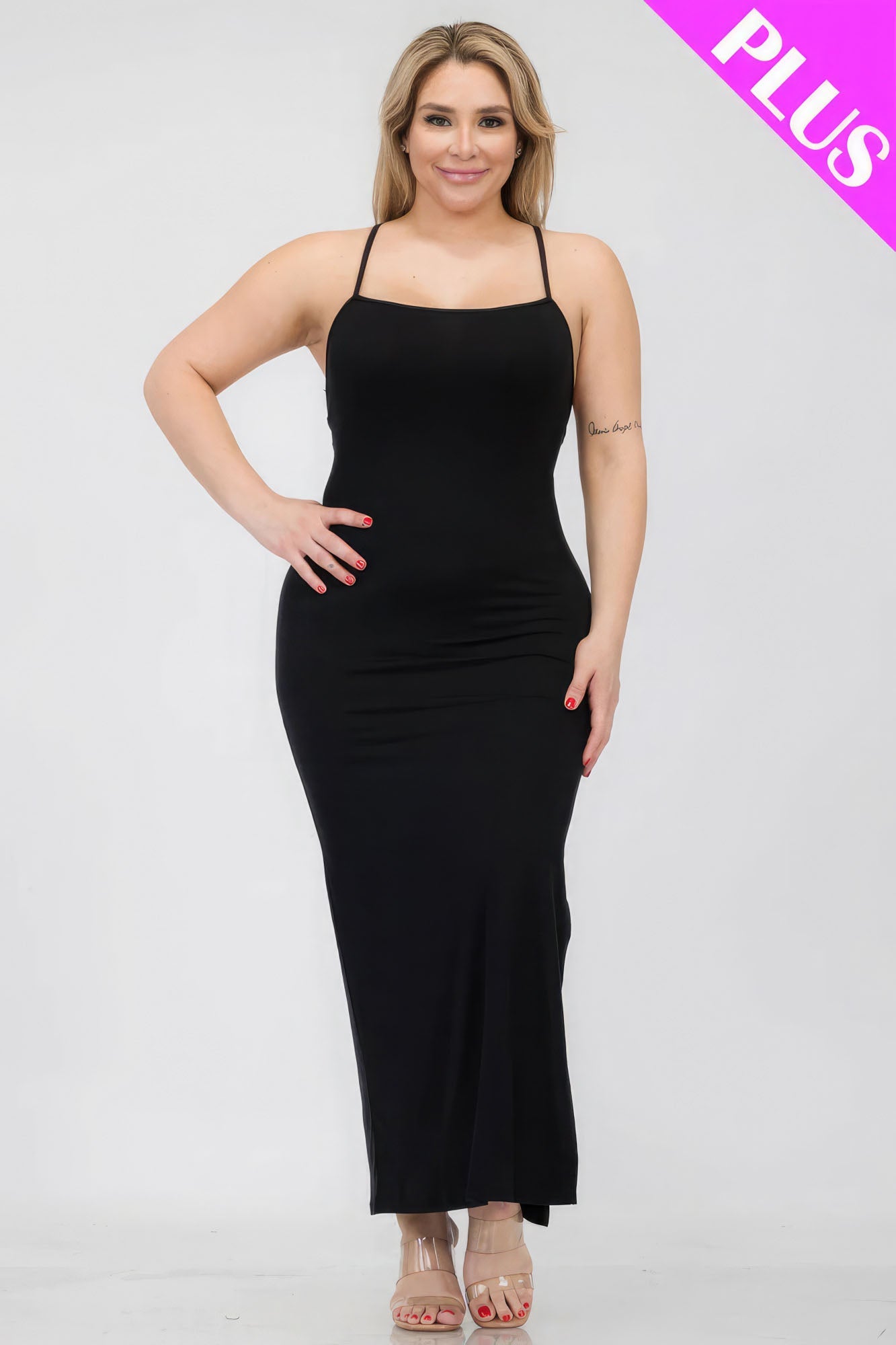 Plus Size Crisscross Back Split Thigh Maxi Dress - Premium  from ZLA - Just $20! Shop now at ZLA