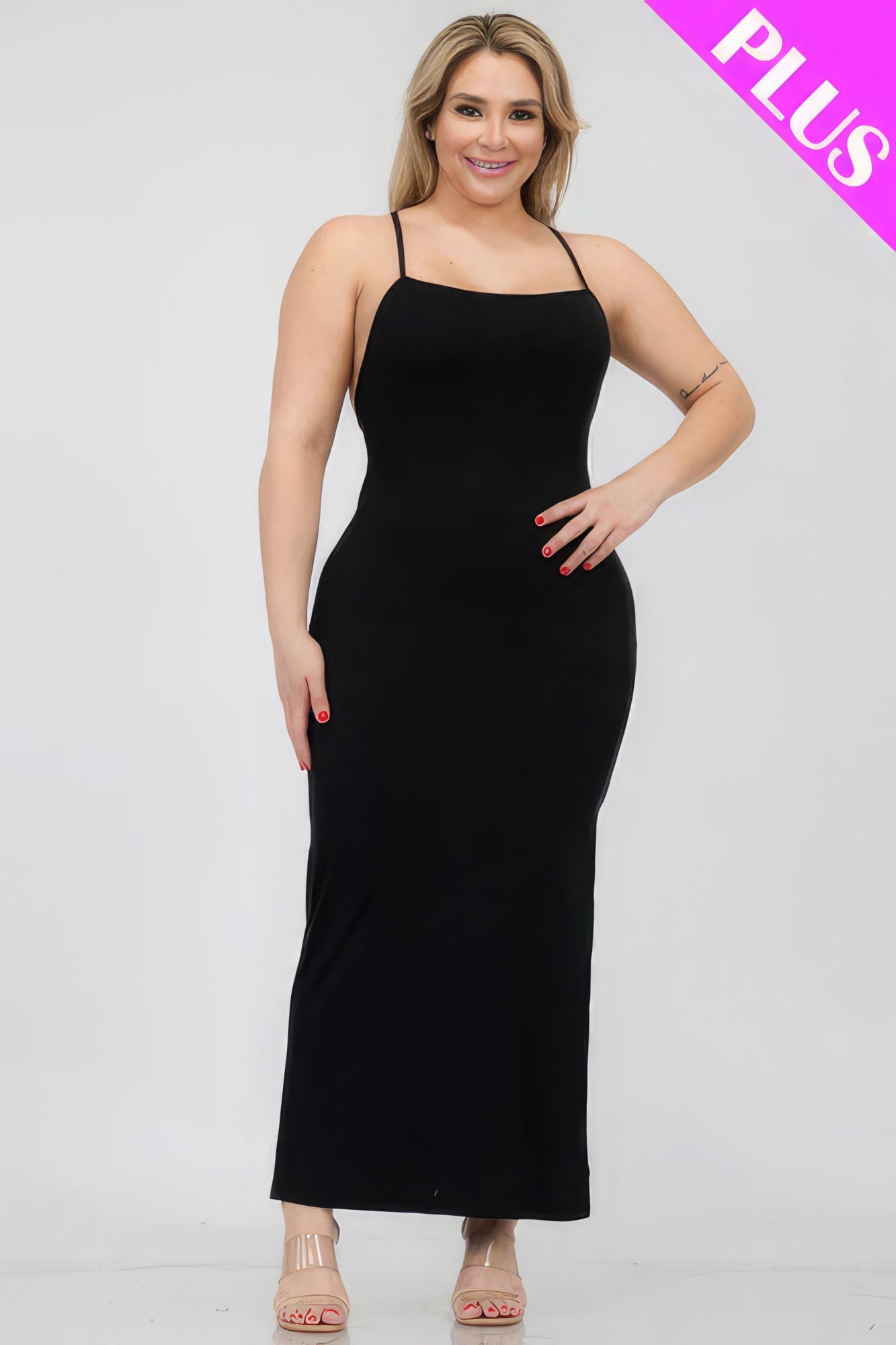 Plus Size Crisscross Back Split Thigh Maxi Dress - Premium  from ZLA - Just $20! Shop now at ZLA