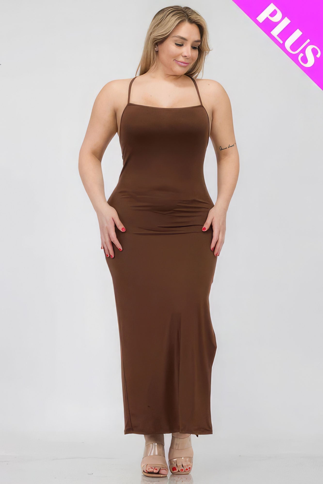 Plus Size Crisscross Back Split Thigh Maxi Dress - Premium  from ZLA - Just $20! Shop now at ZLA