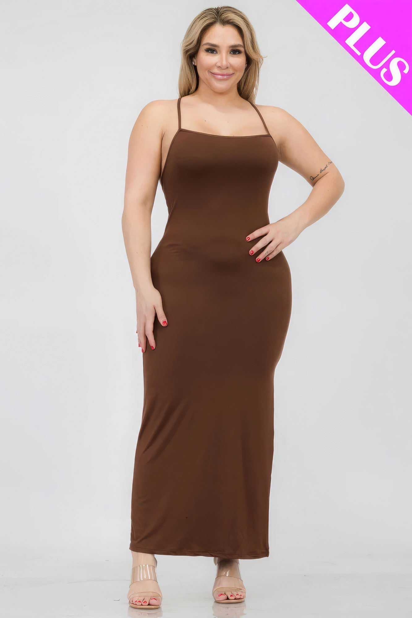 Plus Size Crisscross Back Split Thigh Maxi Dress - Premium  from ZLA - Just $20! Shop now at ZLA